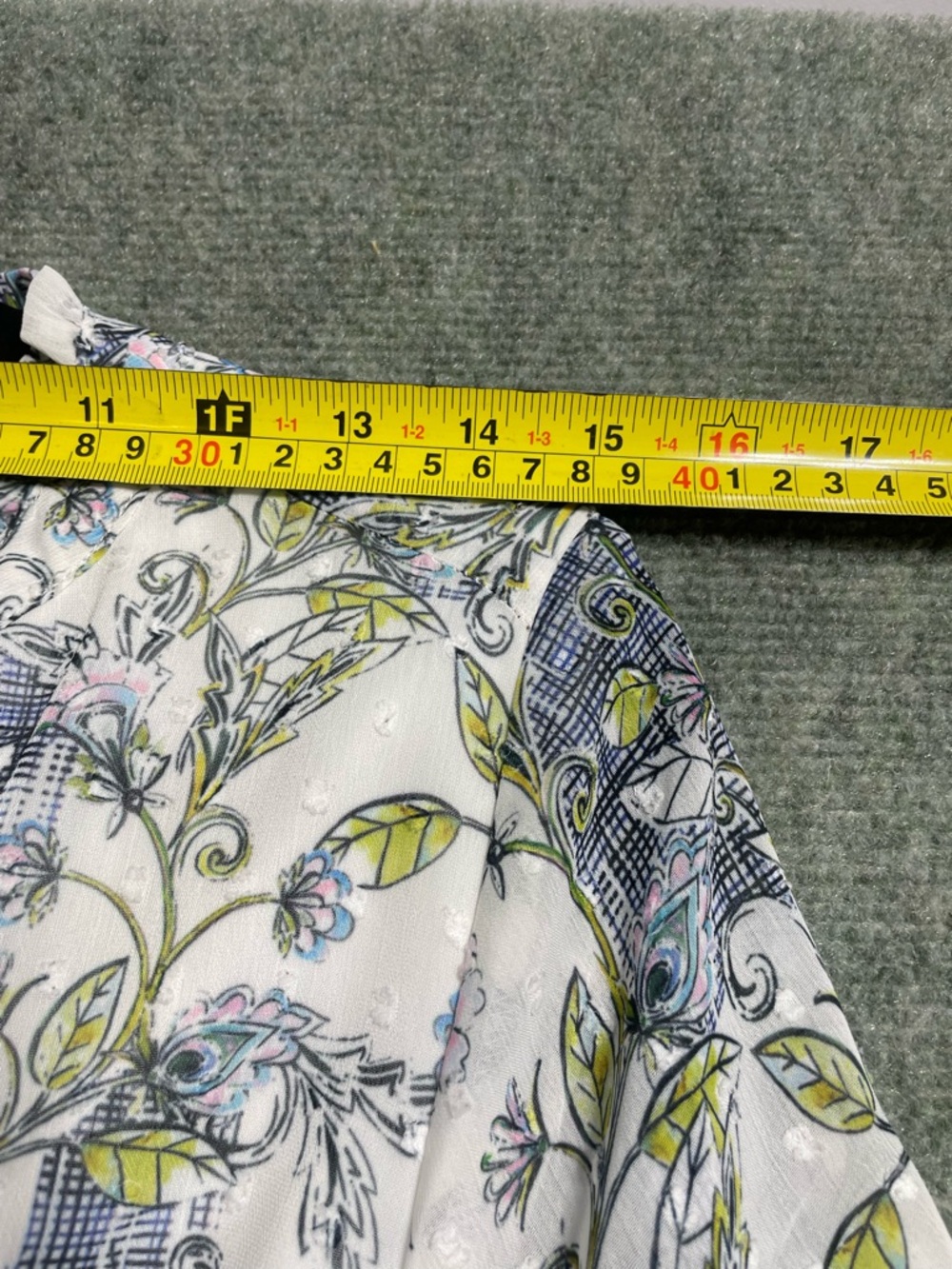 torrid White Floral Print Long Sleeve Dress with Blue and Green Accents sz 00 - Picture 4 of 8